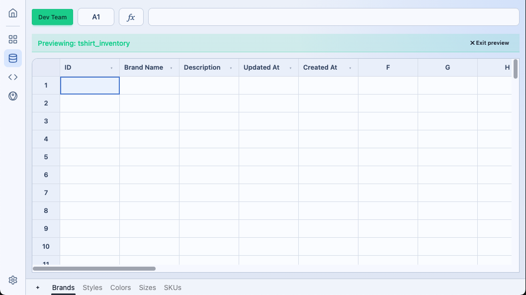 Spreadsheet-driven schema definition
